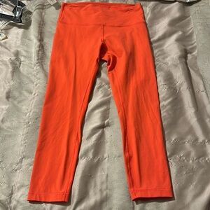 Lululemon Orange leggings. Not Align, Wonder Train possibly? 7/8 length size 10